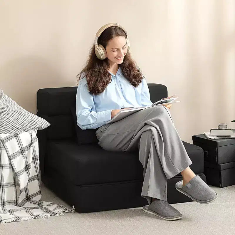 Canapé-lit pliable, fauteuil-lit avec oreiller, canapé futon convertible moderne en lin