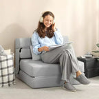 Canapé-lit pliable, fauteuil-lit avec oreiller, canapé futon convertible moderne en lin