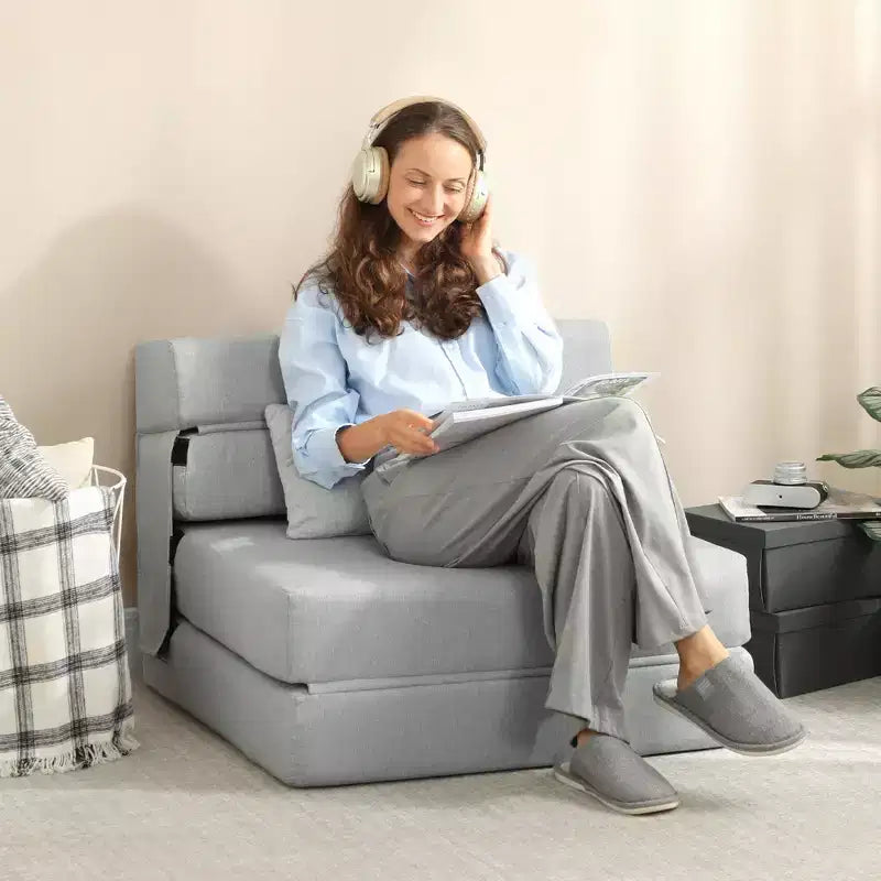 Canapé-lit pliable, fauteuil-lit avec oreiller, canapé futon convertible moderne en lin