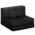 HOMCOM Folding Sofa Bed, Sleeper Chair Bed with Pillow, Modern Linen Convertible Futon Couch