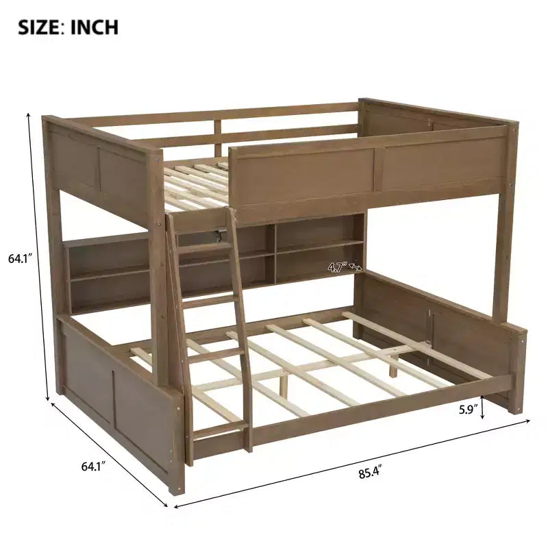 Lit superposé avec étagères de rangement, cadre en bois massif avec armoires et ports USB pour chambre à coucher