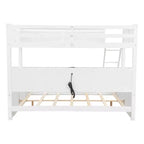 Lit superposé avec étagères de rangement, cadre en bois massif avec armoires et ports USB pour chambre à coucher