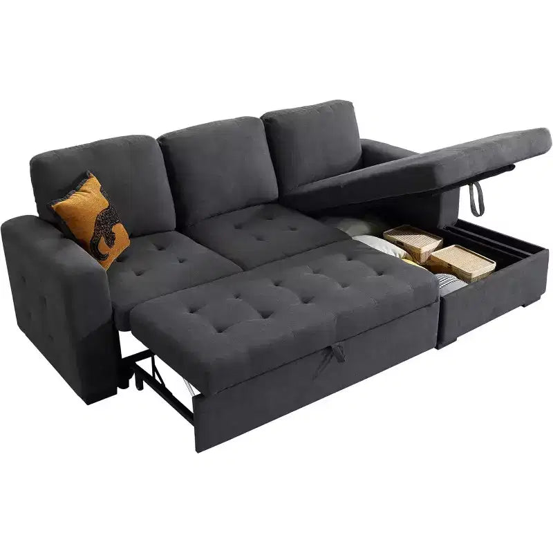 Canapé convertible 96 avec méridienne de rangement, lit escamotable pour salon