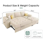 Canapé convertible 96 avec méridienne de rangement, lit escamotable pour salon