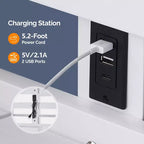 Lit mezzanine en bois massif taille double/complète avec station de charge USB/LED avec barreaux plats, support à lattes en bois, pas besoin de sommier tapissier