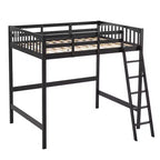 Lit mezzanine en bois massif taille double/complète avec station de charge USB/LED avec barreaux plats, support à lattes en bois, pas besoin de sommier tapissier