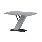 Table à manger sur pied en bois gris oblique, 4 places
