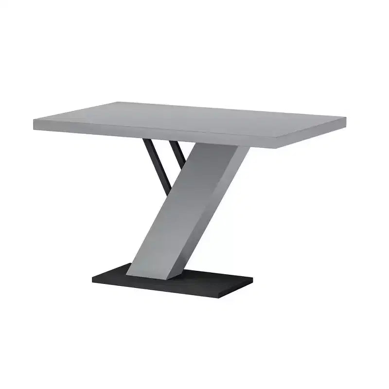 Table à manger sur pied en bois gris oblique, 4 places