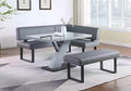 Table à manger sur pied en bois gris oblique, 4 places