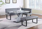 Table à manger sur pied en bois gris oblique, 4 places