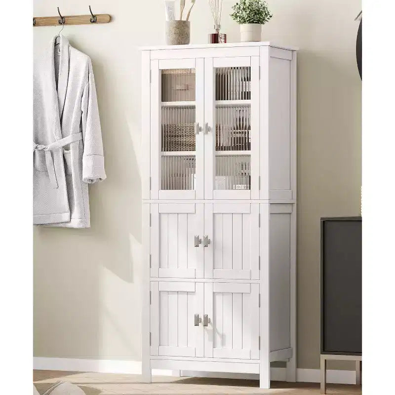 Meuble de salle de bain haut avec 6 portes et étagère réglable