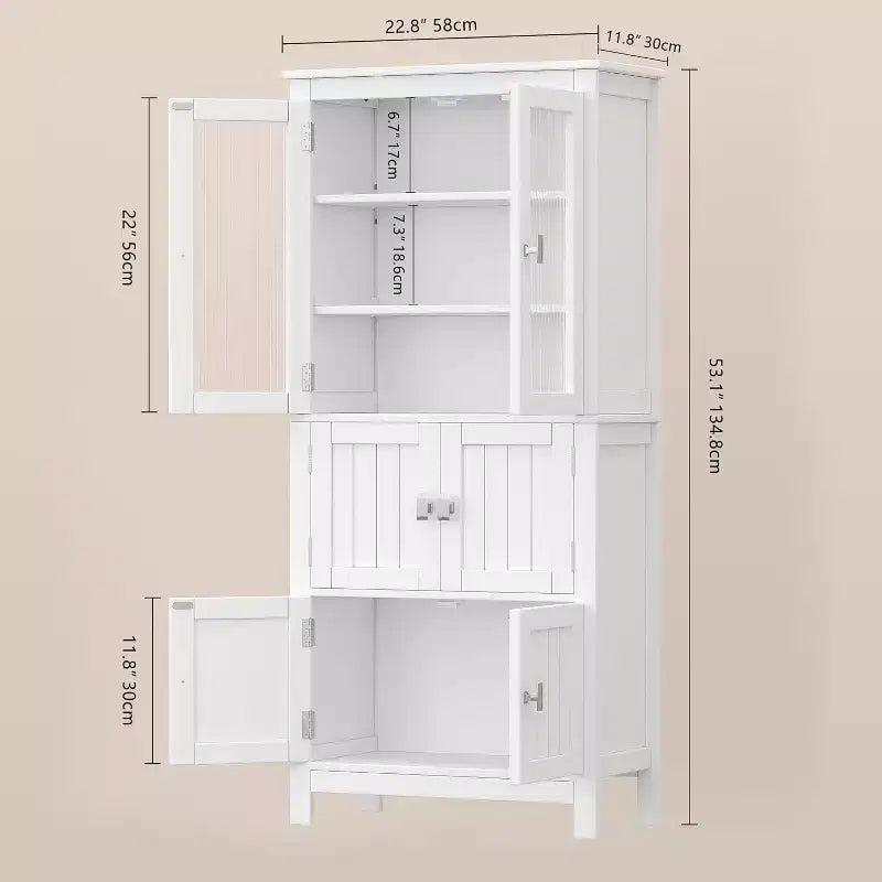 Meuble de salle de bain haut avec 6 portes et étagère réglable