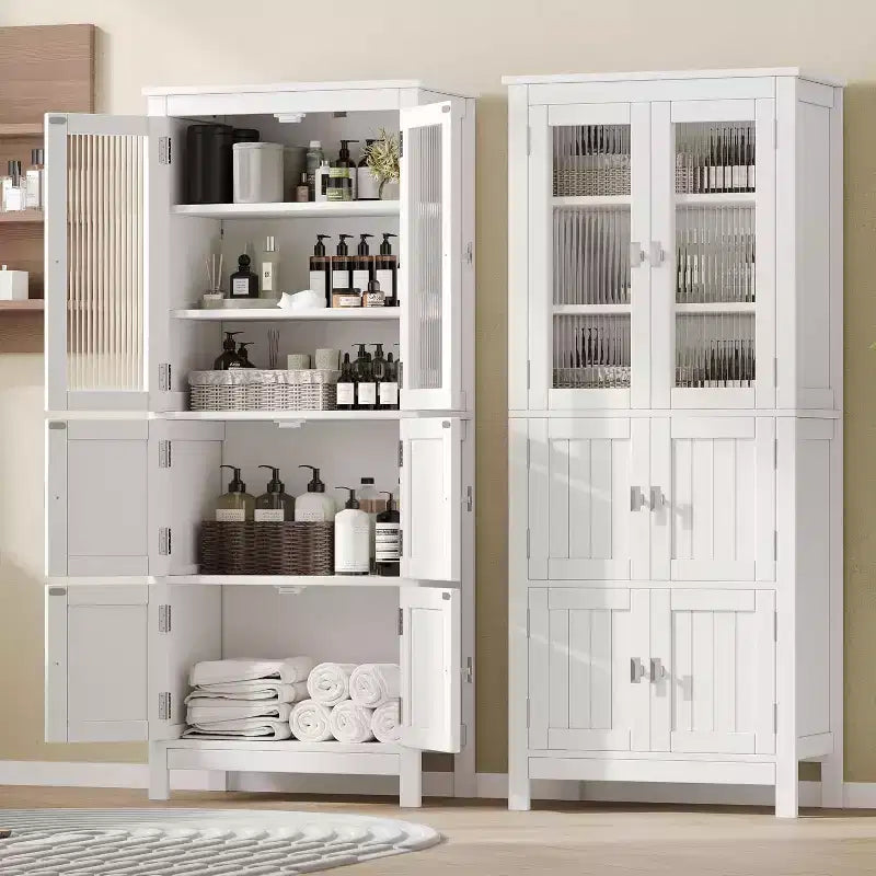 Meuble de salle de bain haut avec 6 portes et étagère réglable