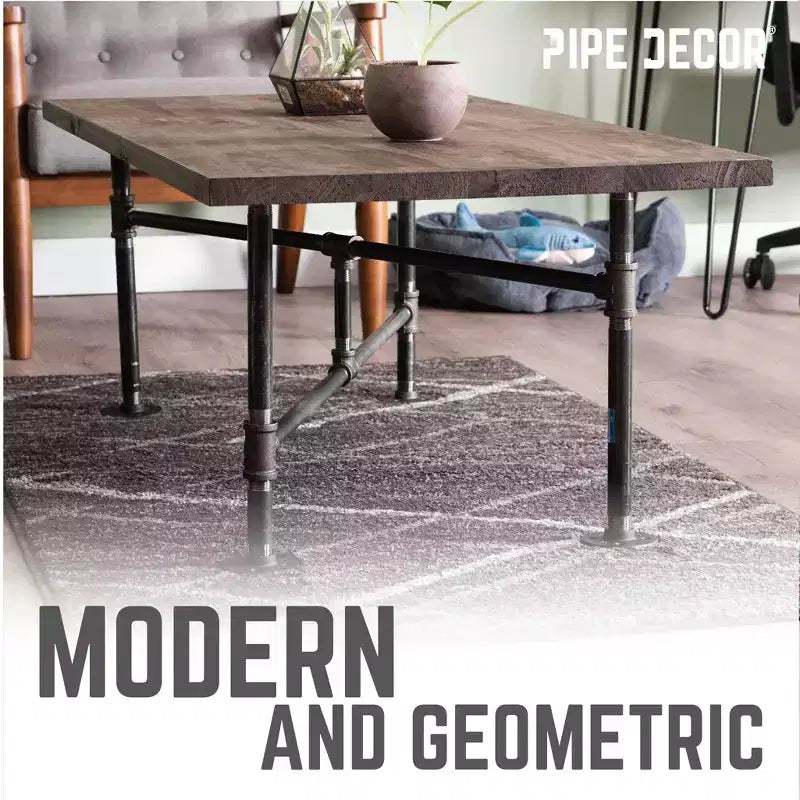 Table basse en tuyaux d'acier industriels avec base réglable