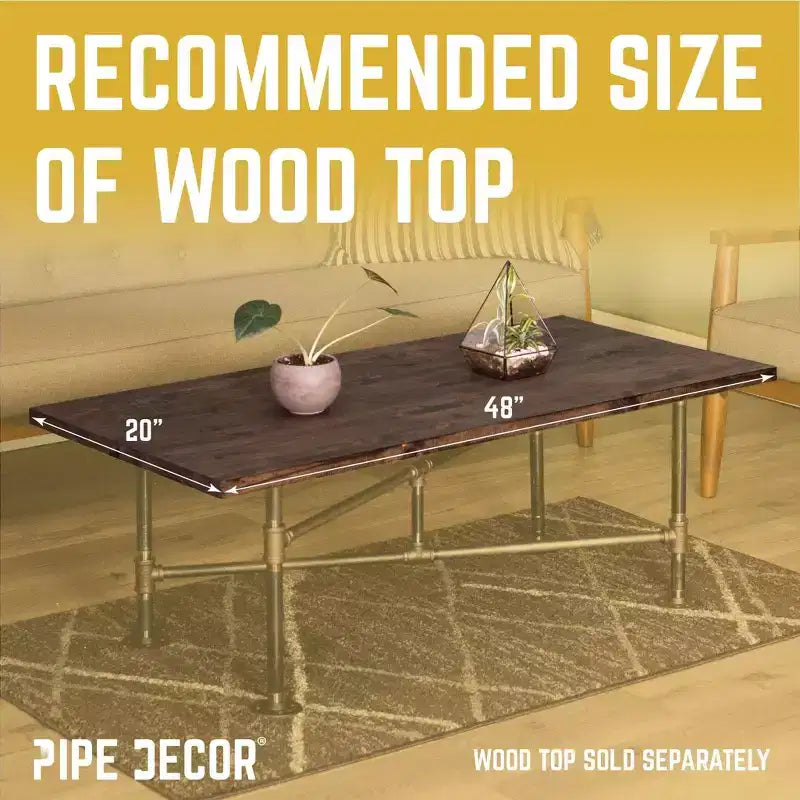 Table basse en tuyaux d'acier industriels avec base réglable
