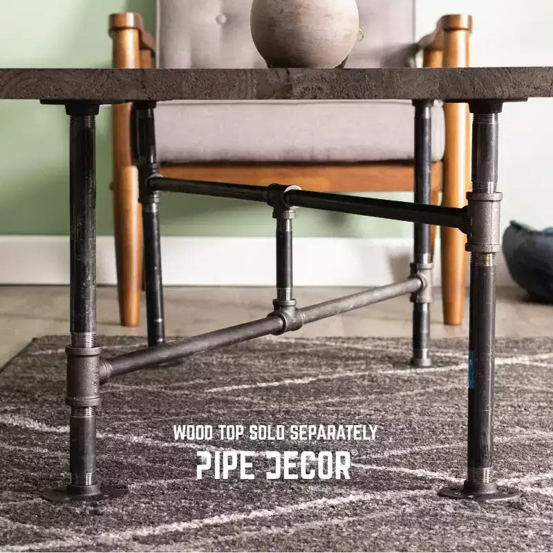 Table basse en tuyaux d'acier industriels avec base réglable