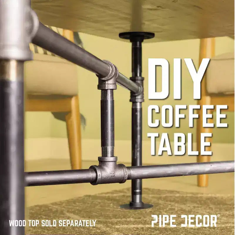 Table basse en tuyaux d'acier industriels avec base réglable