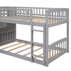 Lit superposé enfant en bois, deux places superposées, avec toboggan et escalier de rangement