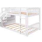 Lit superposé enfant en bois, deux places superposées, avec toboggan et escalier de rangement