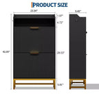 Meuble à chaussures cannelé avec 2 tiroirs basculants et étagère ouverte, organisateur d'entrée pour couloir/vestibule