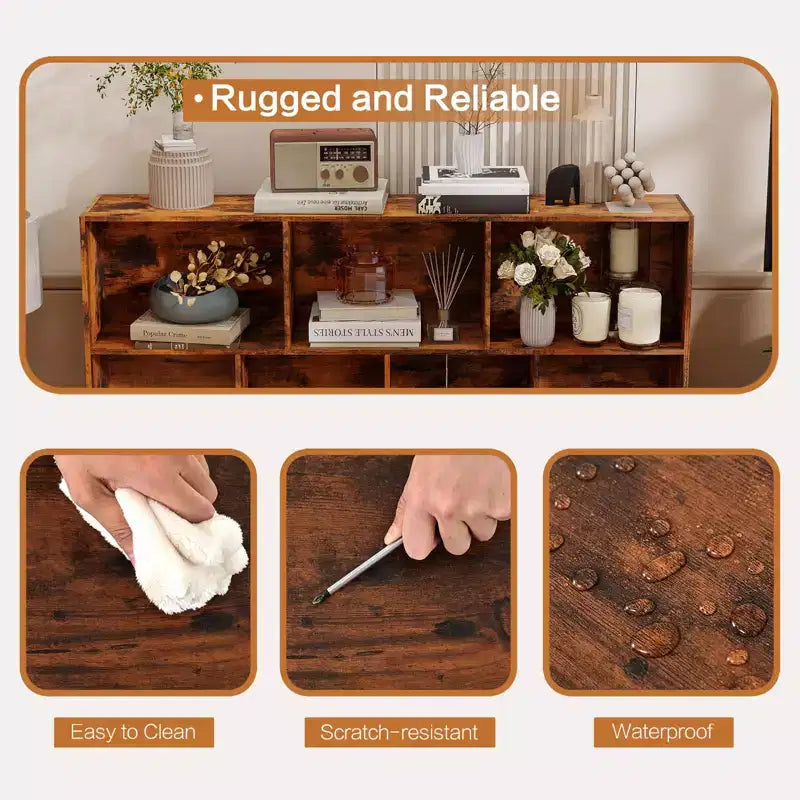 Étagère à livres en bois à 3 niveaux et 10 casiers avec 5 pieds en fer pour bureau à domicile, salon, chambre à coucher