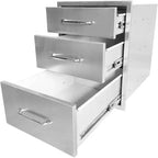 Acekool Outdoor Kitchen Drawers 18 W x 23 H x 23 D, Stainless Steel 3-Drawer Dresser for BBQ Island, Grill Station, Patio Storage