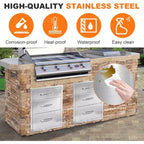 Tiroirs de cuisine extérieure 45,7 cm L x 58,4 cm H x 58,4 cm P, Commode 3 tiroirs en acier inoxydable pour îlot de barbecue, station de grillade, rangement de patio