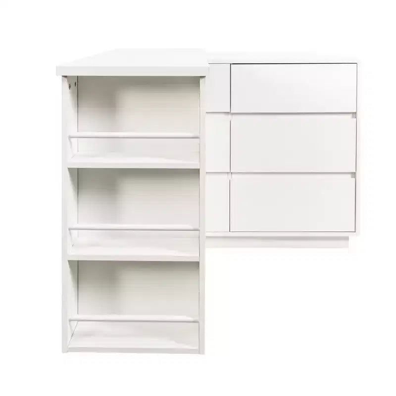 Bureau en L de 100 cm avec grand espace de rangement, bureau d'angle avec armoire de rangement réversible, bureau debout long pour la maison, le bureau, blanc