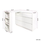 Bureau en L de 100 cm avec grand espace de rangement, bureau d'angle avec armoire de rangement réversible, bureau debout long pour la maison, le bureau, blanc