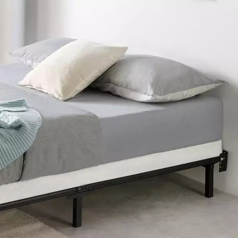 Sommier tapissier métallique de 10 cm avec cadre en acier robuste, lit simple, bleu
