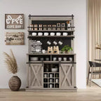 Meuble de Bar à Café de Ferme de 75 Pouces - Vaisselier Haut avec Porte Coulissante Style Grange, Buffet de Rangement pour Salle à Manger et Cuisine