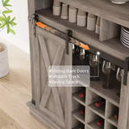 Meuble de Bar à Café de Ferme de 75 Pouces - Vaisselier Haut avec Porte Coulissante Style Grange, Buffet de Rangement pour Salle à Manger et Cuisine