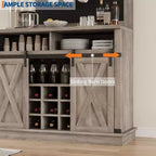 Meuble de Bar à Café de Ferme de 75 Pouces - Vaisselier Haut avec Porte Coulissante Style Grange, Buffet de Rangement pour Salle à Manger et Cuisine