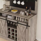 Meuble de Bar à Café de Ferme de 75 Pouces - Vaisselier Haut avec Porte Coulissante Style Grange, Buffet de Rangement pour Salle à Manger et Cuisine