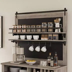 Meuble de Bar à Café de Ferme de 75 Pouces - Vaisselier Haut avec Porte Coulissante Style Grange, Buffet de Rangement pour Salle à Manger et Cuisine