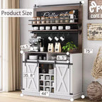 Meuble de Bar à Café de Ferme de 75 Pouces - Vaisselier Haut avec Porte Coulissante Style Grange, Buffet de Rangement pour Salle à Manger et Cuisine