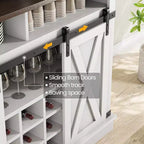 Meuble de Bar à Café de Ferme de 75 Pouces - Vaisselier Haut avec Porte Coulissante Style Grange, Buffet de Rangement pour Salle à Manger et Cuisine