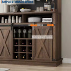 Meuble de Bar à Café de Ferme de 75 Pouces - Vaisselier Haut avec Porte Coulissante Style Grange, Buffet de Rangement pour Salle à Manger et Cuisine