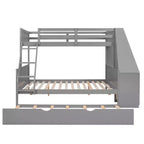 Lit superposé double sur complet avec tiroir gigogne et bureau intégré, cadre de lit superposé en bois avec tiroirs de rangement et étagère pour chambre d'enfants et d'adolescents