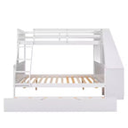 Lit superposé double sur complet avec tiroir gigogne et bureau intégré, cadre de lit superposé en bois avec tiroirs de rangement et étagère pour chambre d'enfants et d'adolescents