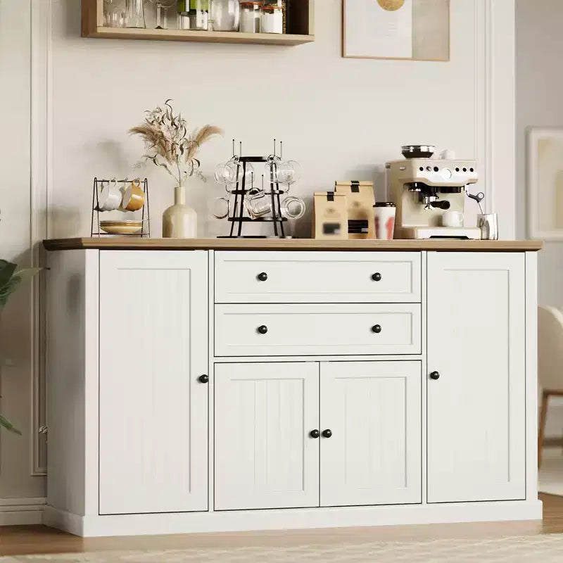 Bahut en MDF couleur bois blanc de style européen - Élévez l'élégance des salles à manger modernes et des espaces de vie classiques