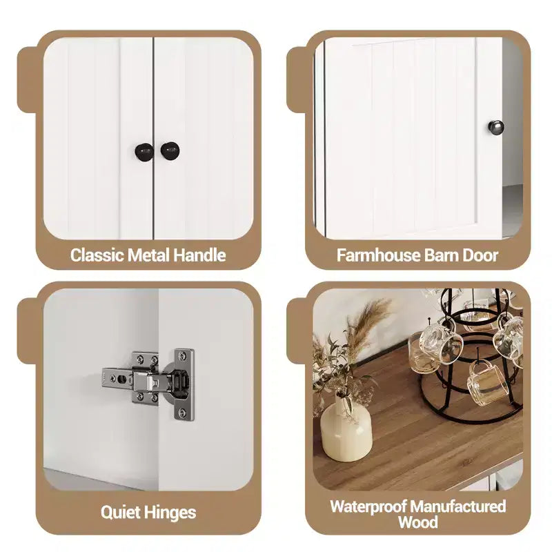 Bahut en MDF couleur bois blanc de style européen - Élévez l'élégance des salles à manger modernes et des espaces de vie classiques