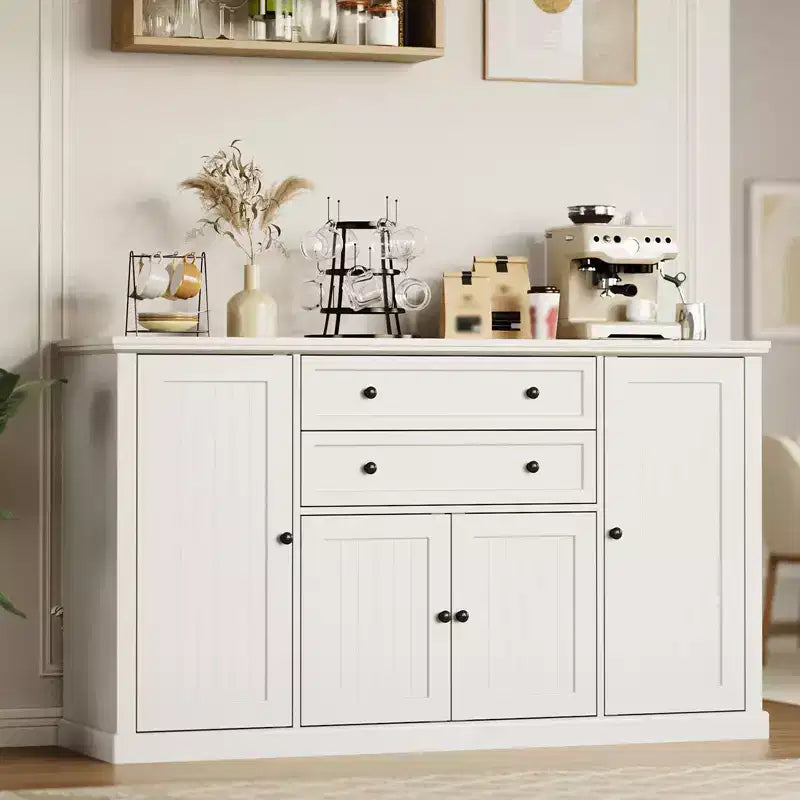 Bahut en MDF couleur bois blanc de style européen - Élévez l'élégance des salles à manger modernes et des espaces de vie classiques