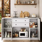 Bahut en MDF couleur bois blanc de style européen - Élévez l'élégance des salles à manger modernes et des espaces de vie classiques