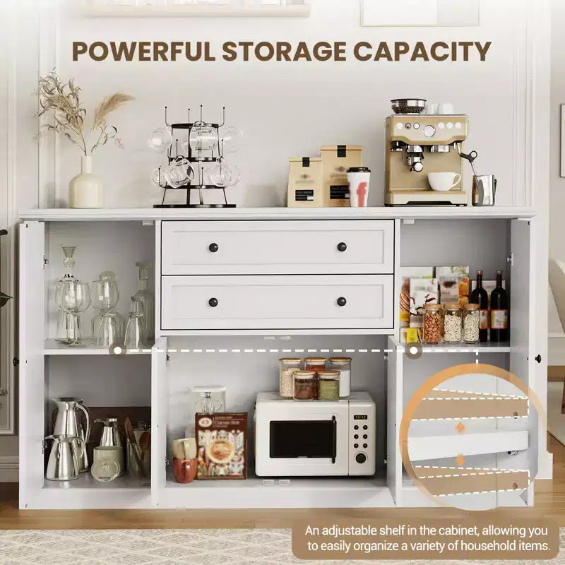 Bahut en MDF couleur bois blanc de style européen - Élévez l'élégance des salles à manger modernes et des espaces de vie classiques