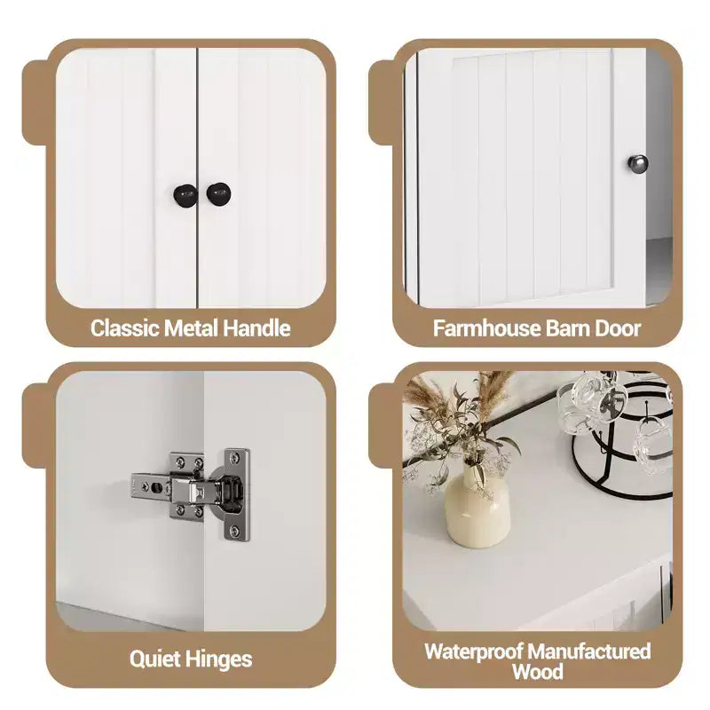 Bahut en MDF couleur bois blanc de style européen - Élévez l'élégance des salles à manger modernes et des espaces de vie classiques