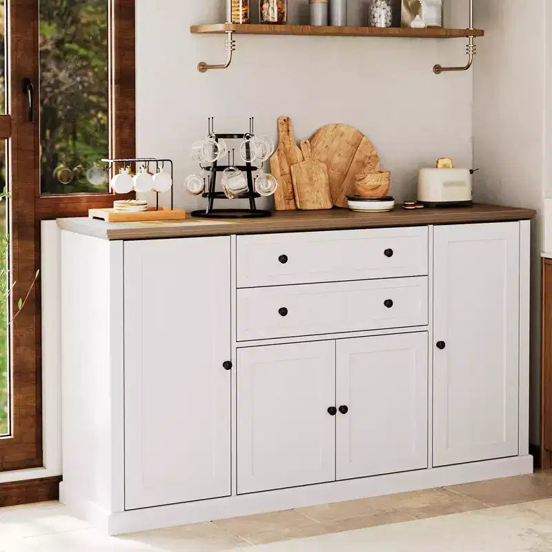 Bahut en MDF couleur bois blanc de style européen - Élévez l'élégance des salles à manger modernes et des espaces de vie classiques