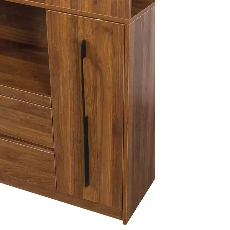 Armoire de cuisine autoportante moderne de 180 cm de haut avec tiroir et étagères réglables