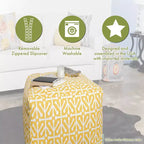 Pouf Cube Ottoman à Motif Treillis, Housse Amovible Lavable, Rembourrage Recyclé Écologique