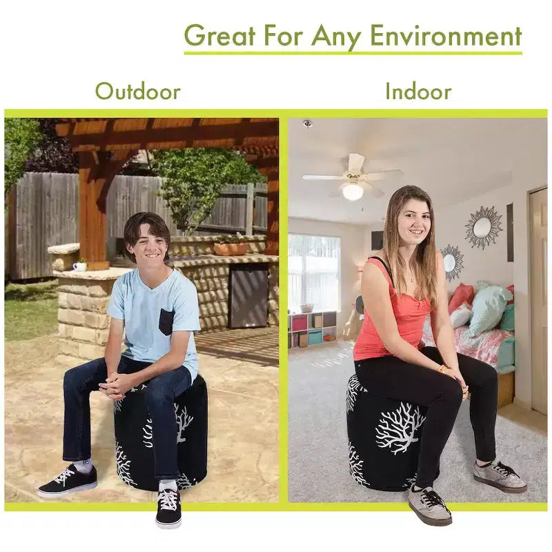 Pouf ottoman rond, housse amovible et lavable, garnissage recyclé écologique